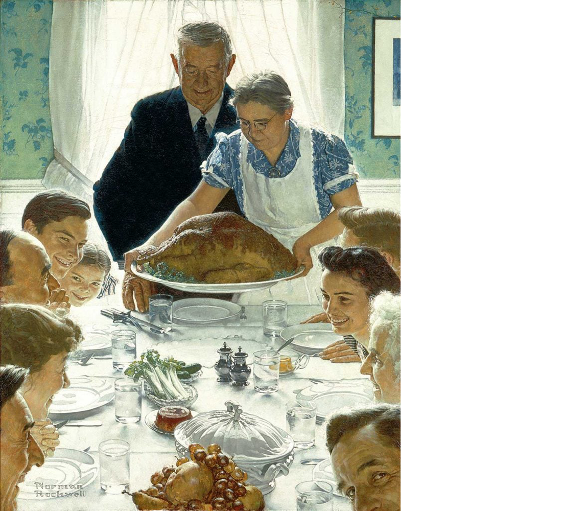 Norman Rockwell’s famous painting ’Freedom from Want’ changed to ‘Unsustainable Feast’ under World Economic Forum’s Art Reset