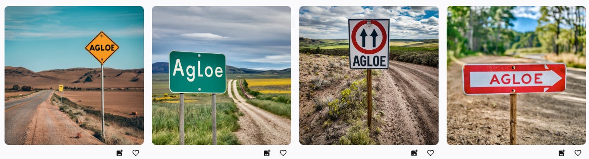 AGLOE signs generated by Ideogram