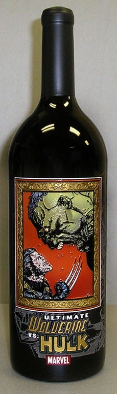 Ultimate Wolverine vs Hulk / Lindelof etched 1.5L bottle Comic Art