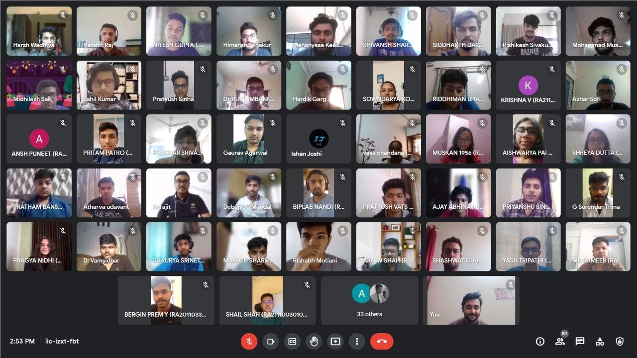 A group of students meeting together online