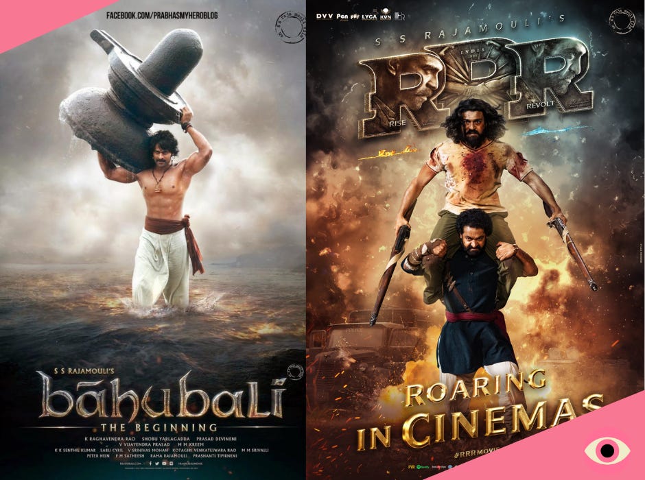 Posters for Rajamouli's Baahubali and RRR
