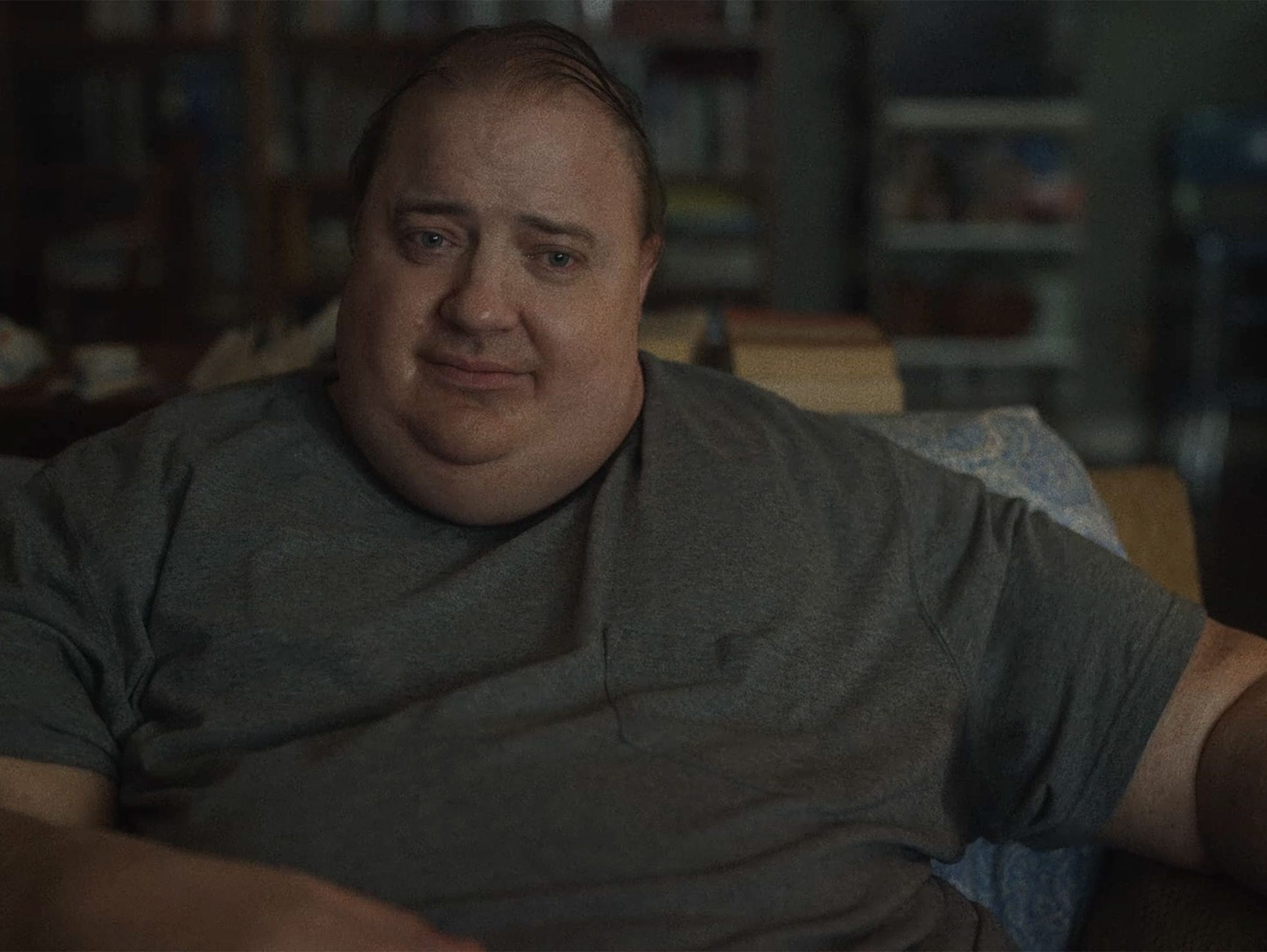 Brendan Fraser wearing a fat suit in Darren Aronofsky's The Whale