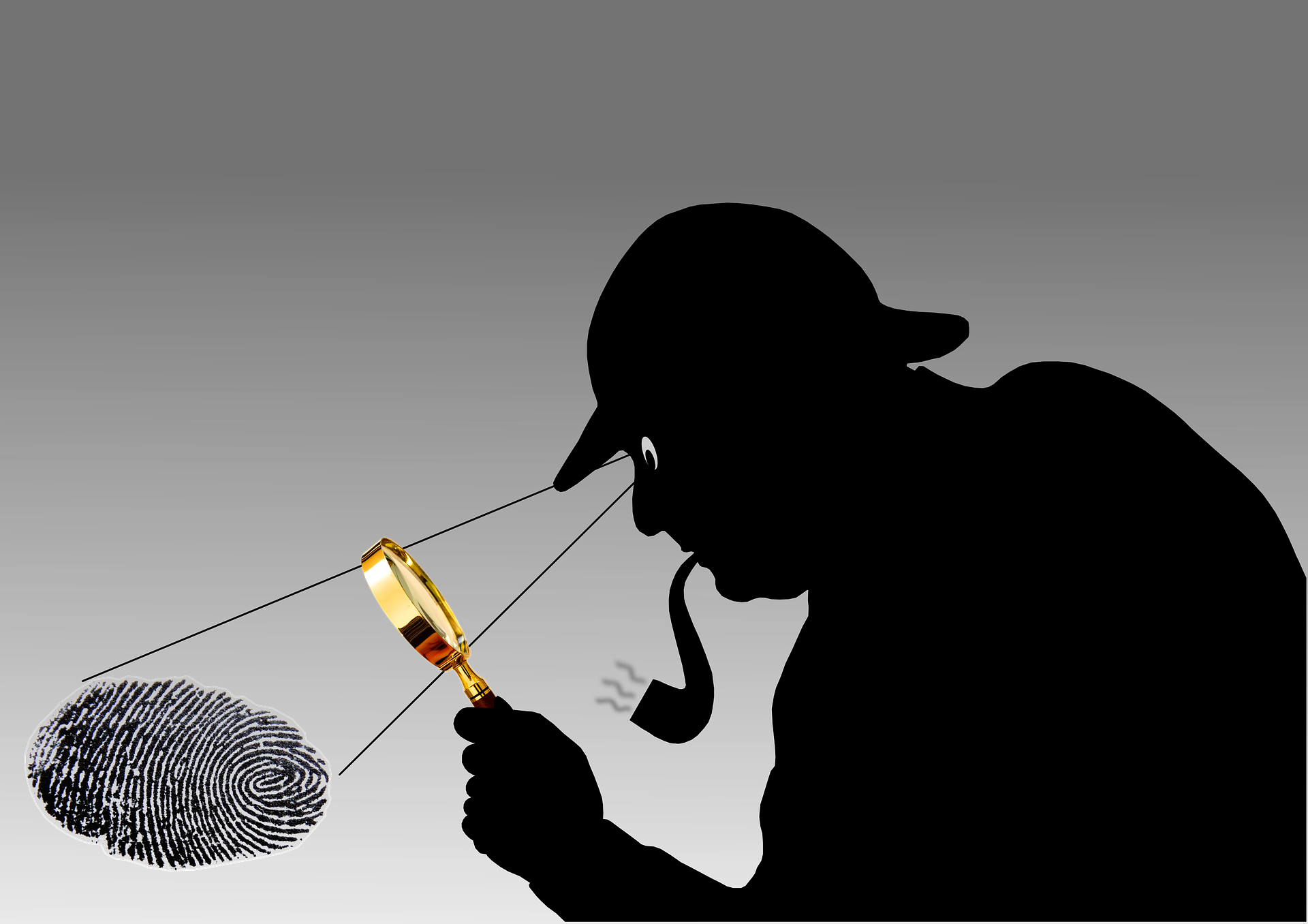 Silhouette of Sherlock Holmes seeking evidence