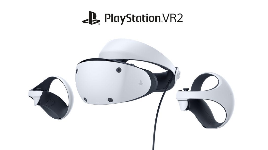 PSVR 2 headset photo with controllers
