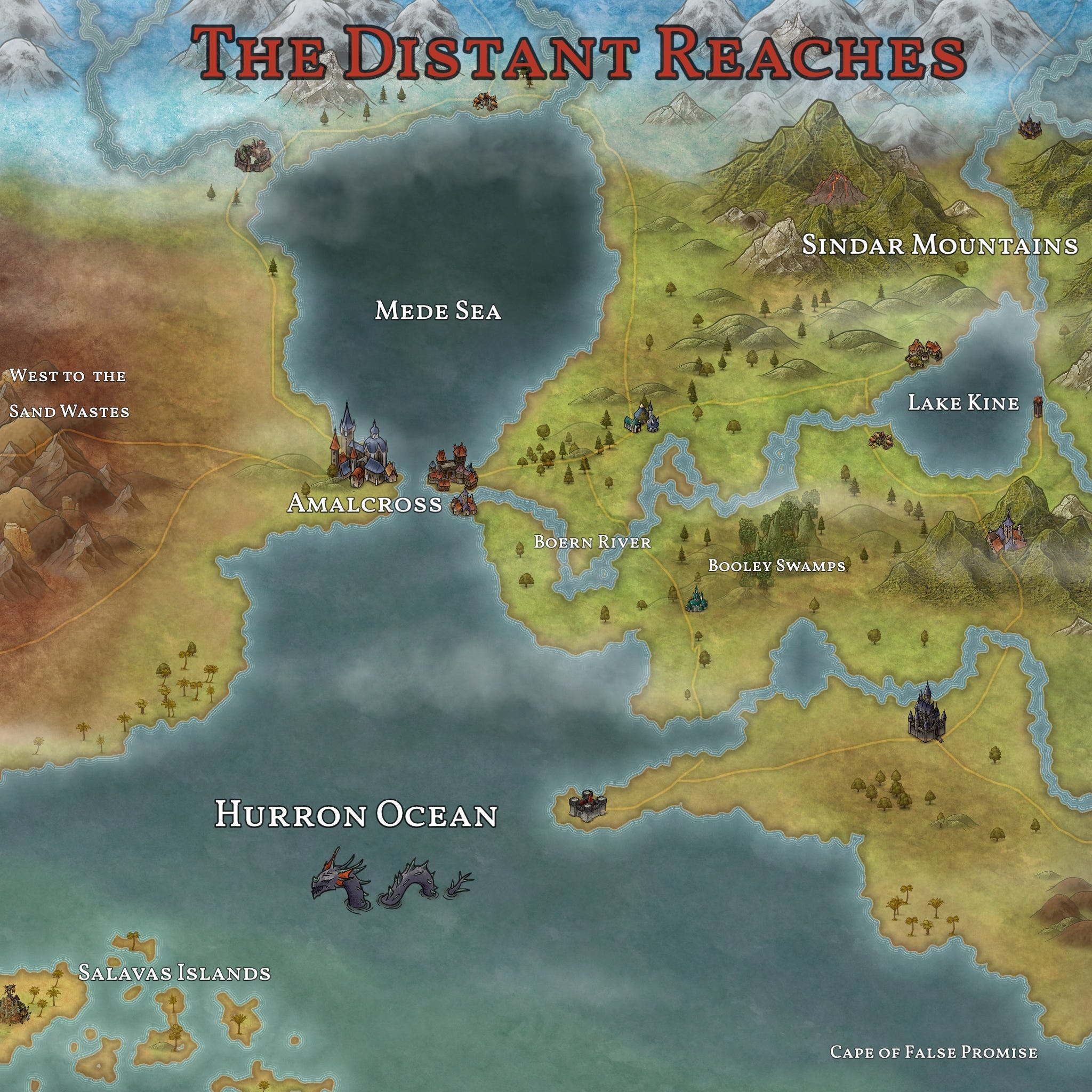 Map of the Distant Reaches for the Ballads of the Distant Reaches fantasy short stories.