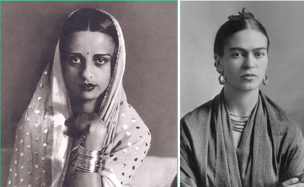 Amrita Sher-Gil (Left) and Frida Kahlo (Right). Source - Public Domain