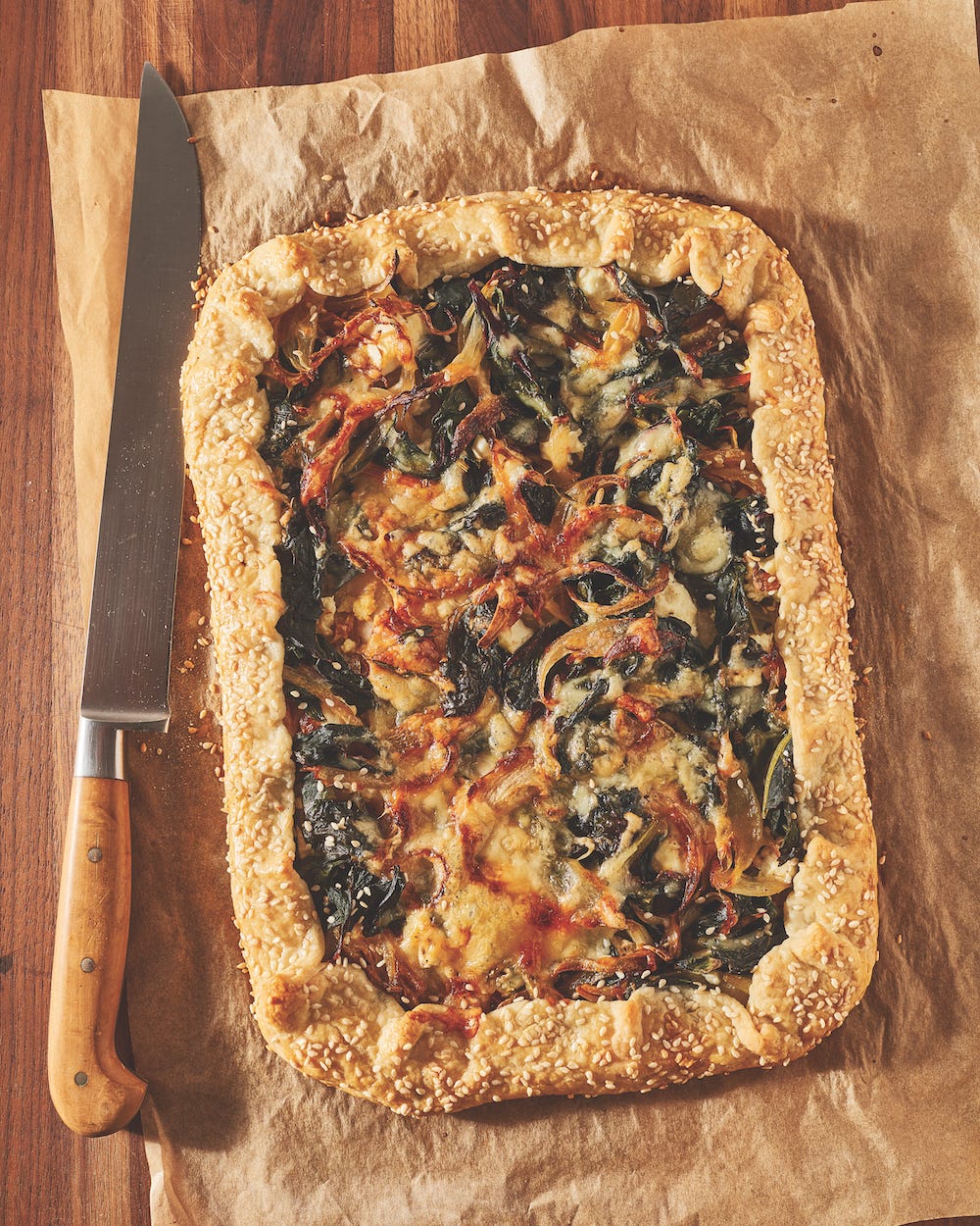 Chard and Onion Tart with Two Cheeses