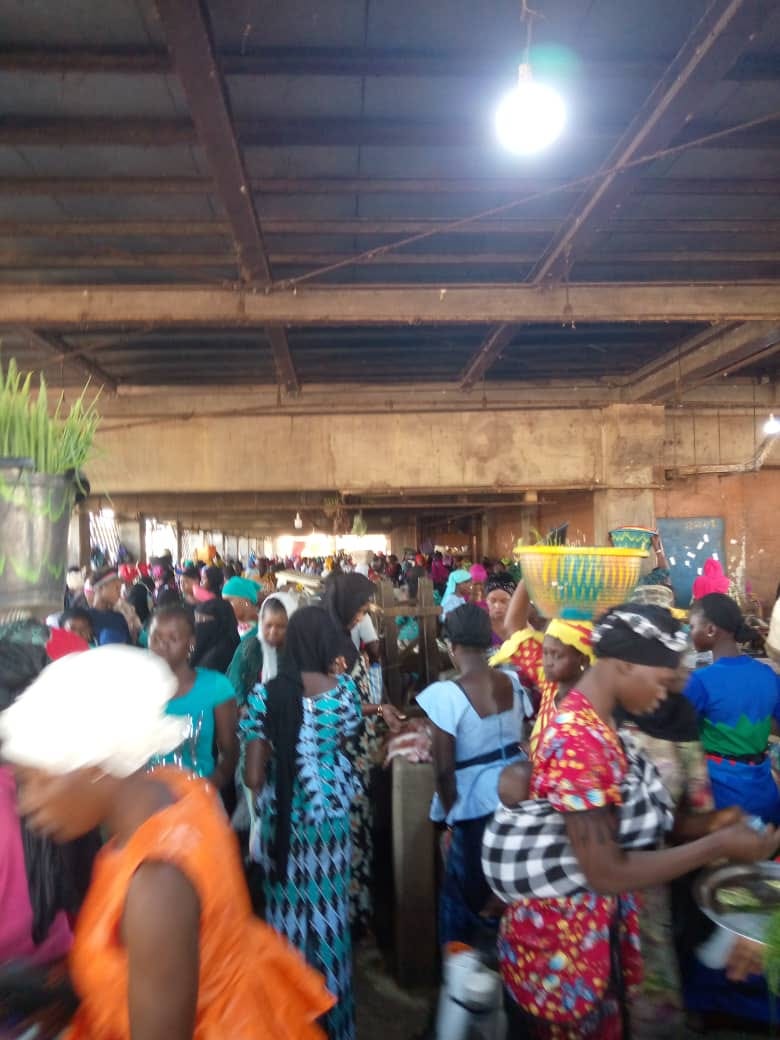 The Brikama market is a welter of activity and predominantly female.