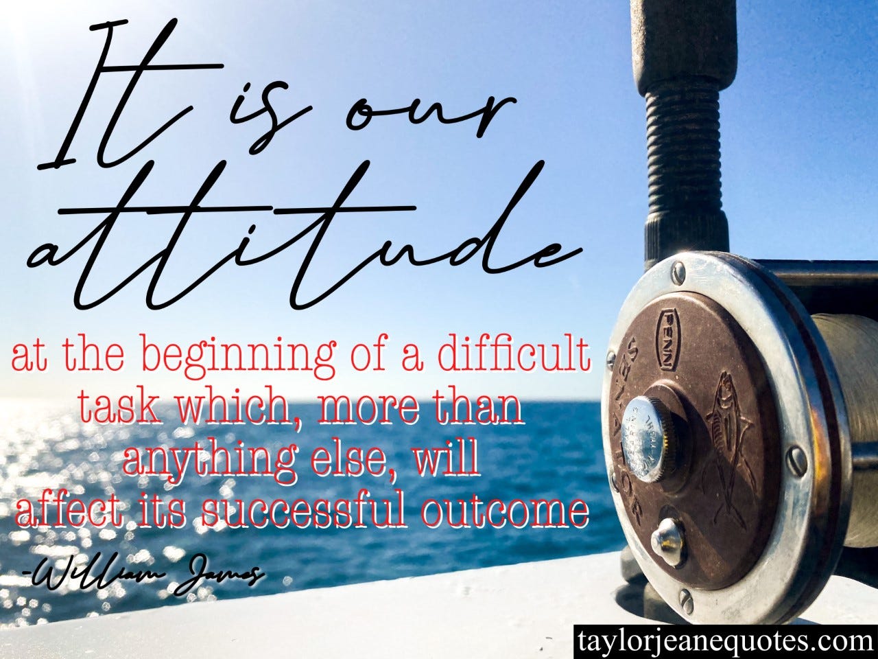 taylor jeane quotes, taylor jeane, taylor wilson, william james, william james quotes, inspirational quote of the day, motivational quote of the day, attitude quotes, determination quotes, life quotes, direction quotes, goal quotes, mindset quotes, fishing rod, outcome quotes