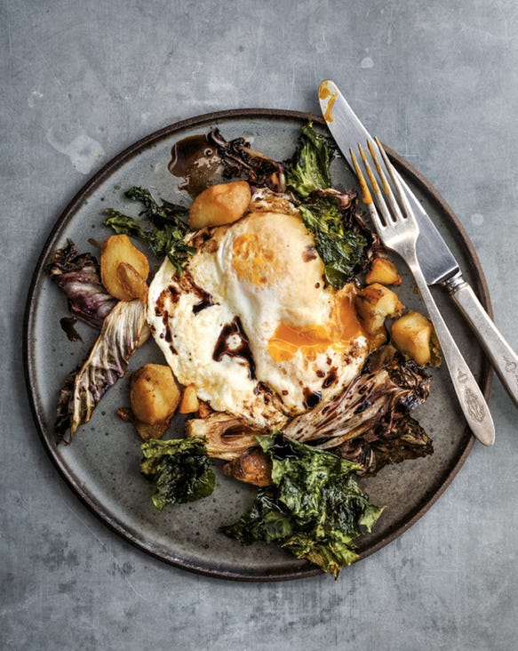 Balsamic Fried Eggs with Roasted Radicchio