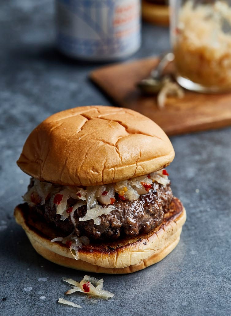 Eggplant-Beef Burgers with Parsnip Relish
