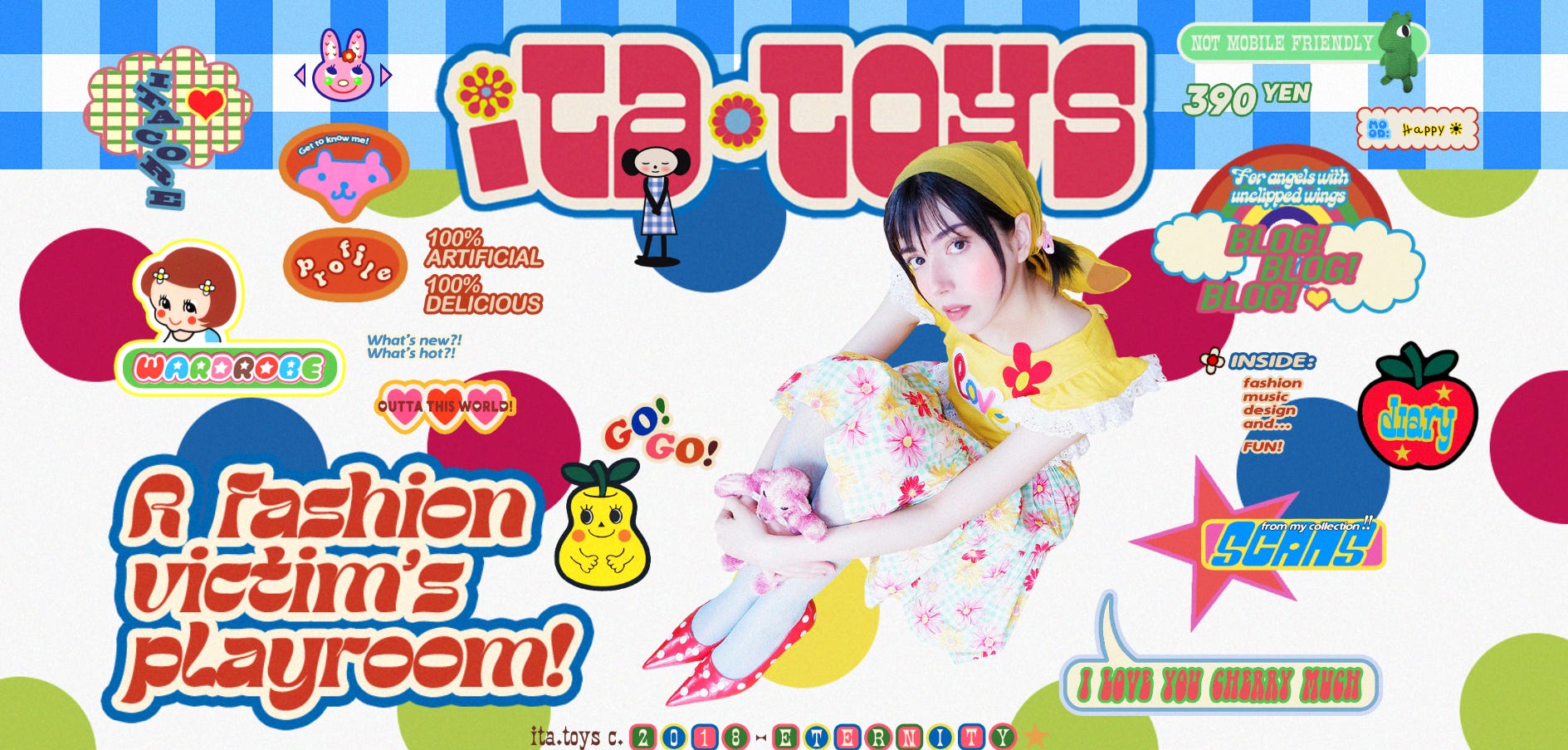 ita.toys, a website made to look like a vintage editorial magazine. it's full of colour, whimsy, and lovely fonts