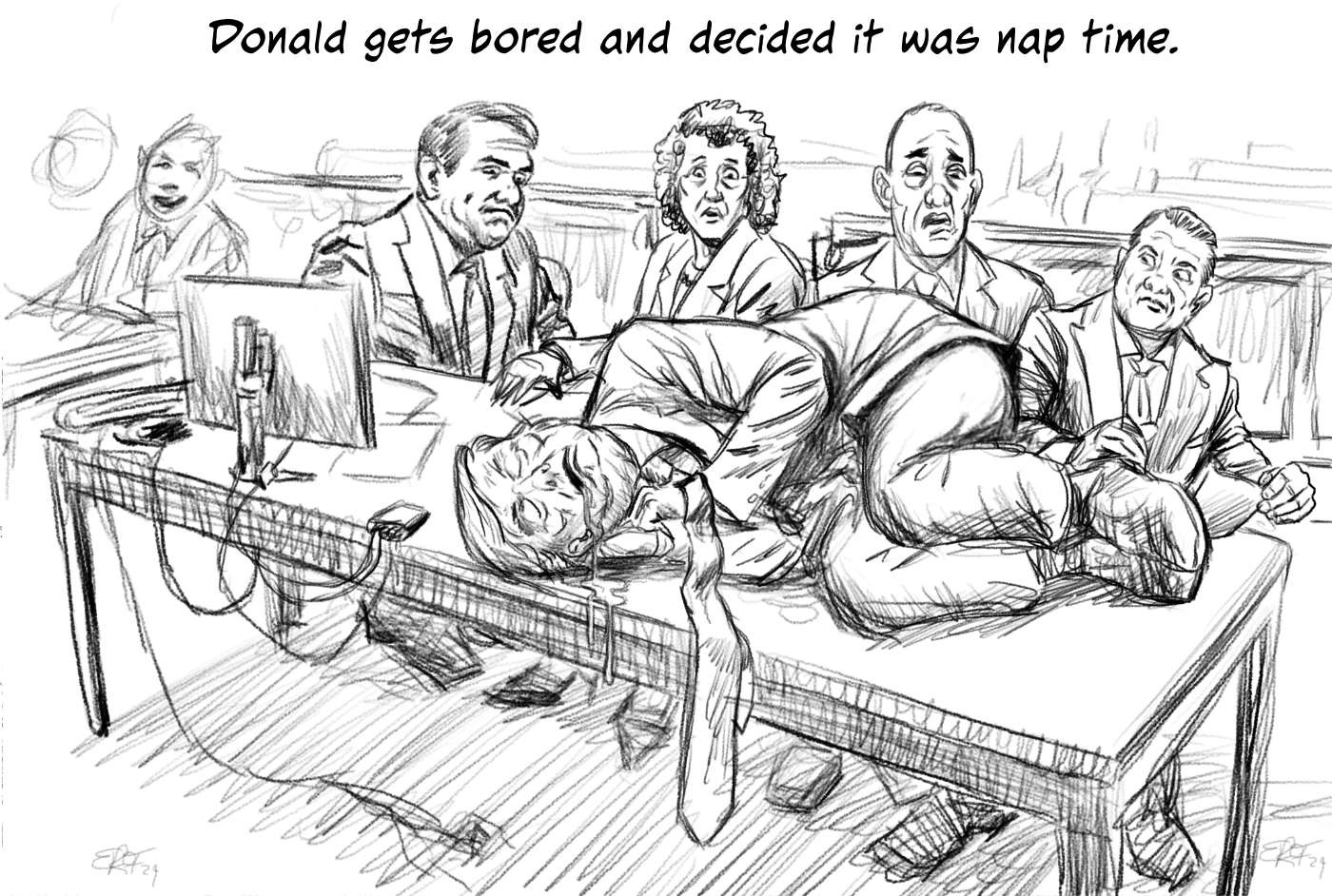 Trump naptime drawing by ER Flynn