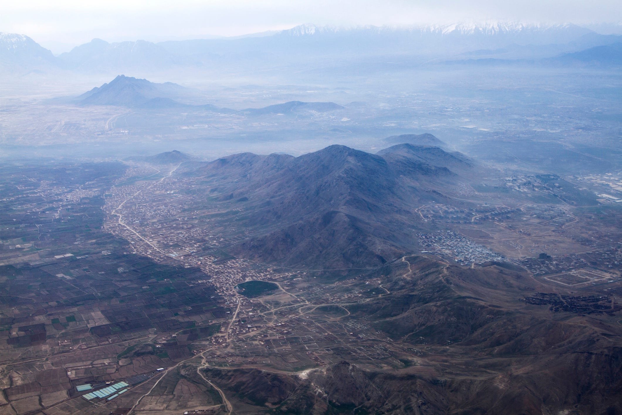 A view of Kabul and the Hindu Kush Mountains
