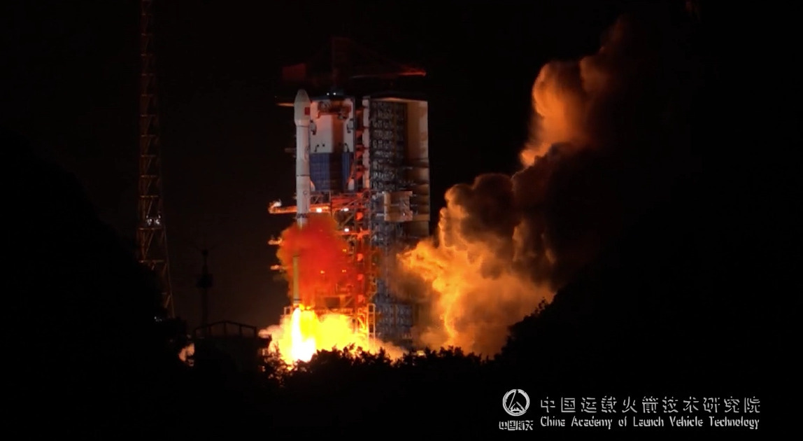 The Long March 3C/E vehicle lifting off from the Xichang Satellite Launch Center on May 12/13th.