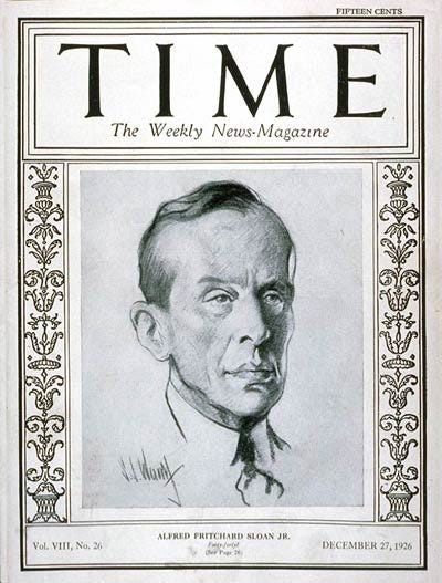 TIME Magazine Cover: Alfred P. Sloan Jr. - Dec. 27, 1926 - Alfred P. Sloan  - Philanthropy - Business