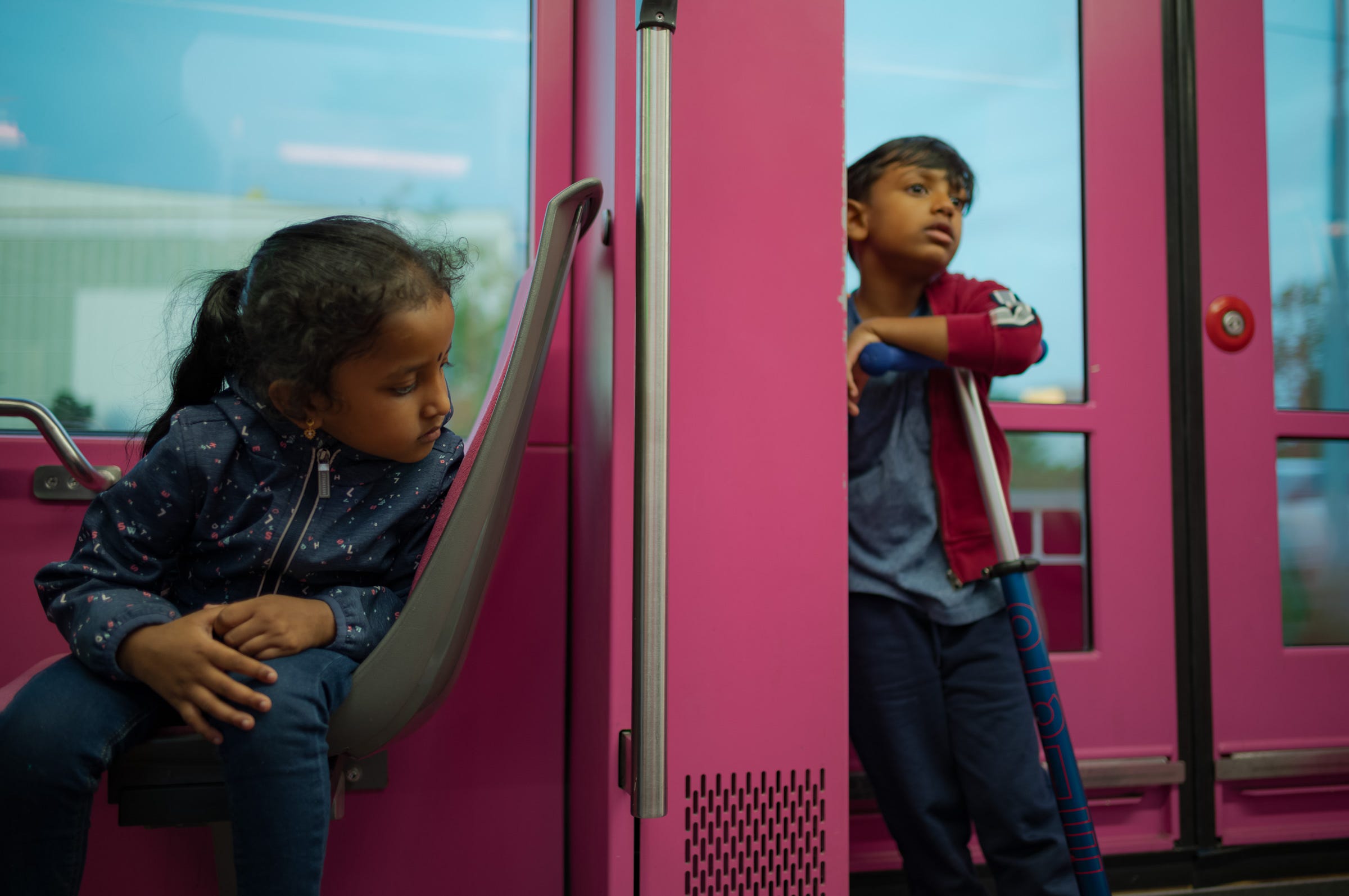 Inquisitive passenger on the Monochrome Rose tram