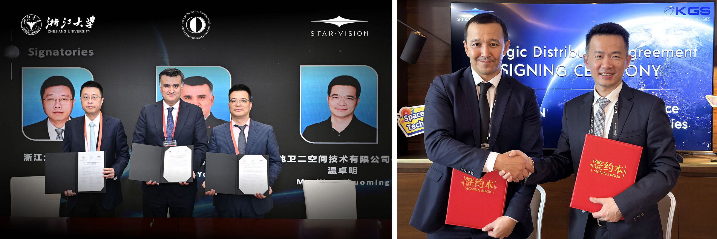 STAR.VISION formalizing its agreement for a Chang’e 8 robot (left) and signing a strategic partnership with Kazakhstan (right). STAR.VISION formalizing its agreement for a Chang’e 8 robot (left) and signing a strategic partnership with Kazakhstan (right).