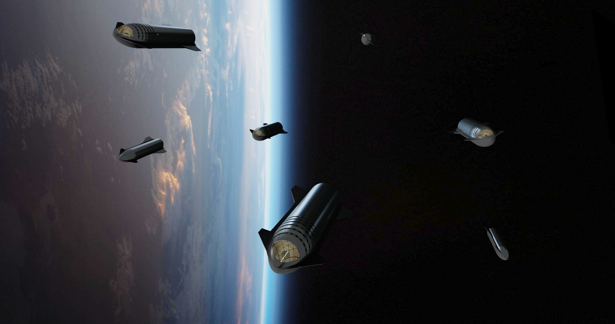 SpaceX Starship fleet orbiting Earth by Dale Rutherford | human Mars