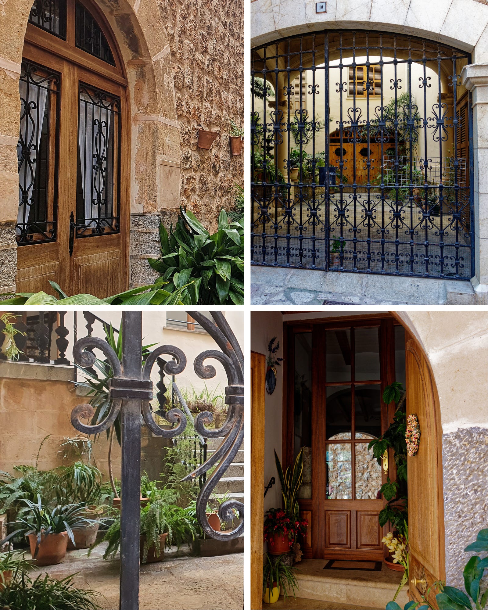 Four views of fascinating doorways in Fornalutx