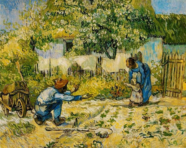 First Steps (after Millet), 1890 - Vincent van Gogh - WikiArt.org