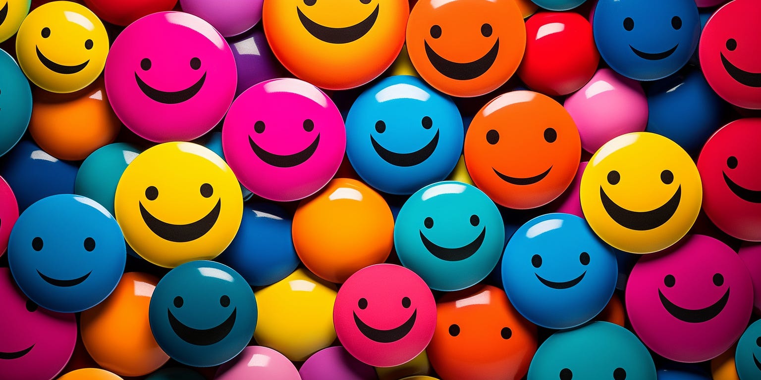 Vibrant colors of smileys on badges