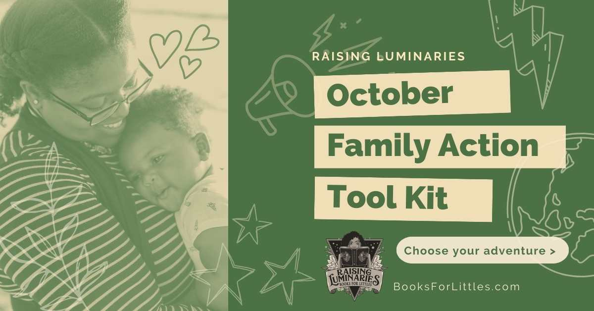 october family action toolkit. choose your adventure. mom and baby snuggling wiht playful hearts and star doodles