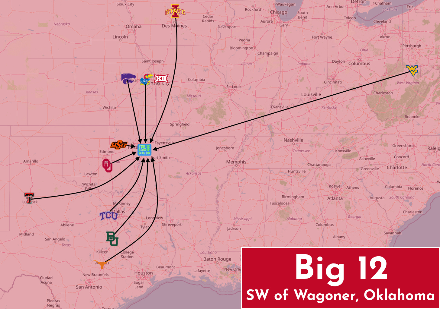 Big 12 midpoint map