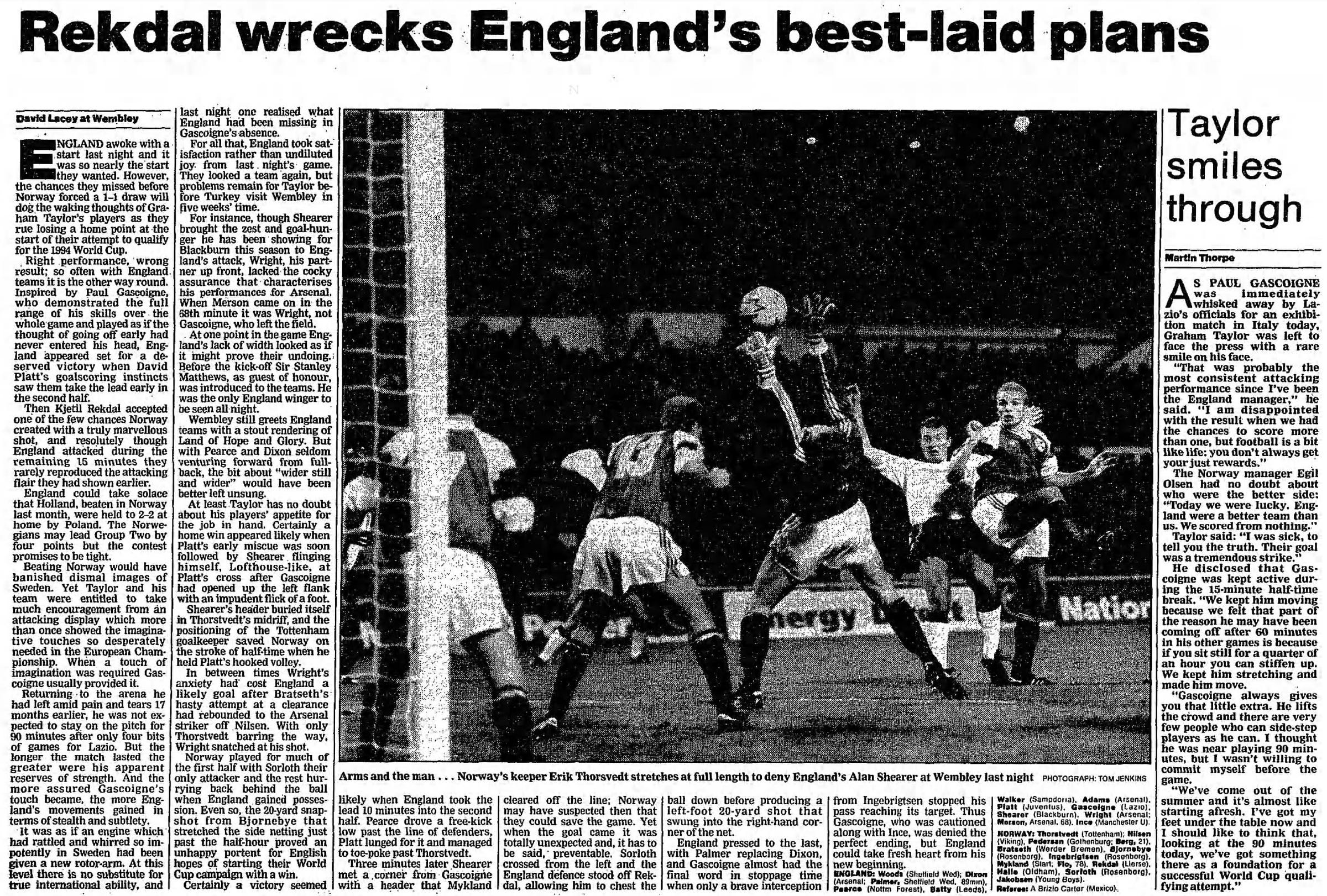 England 1994 World Cup Qualification