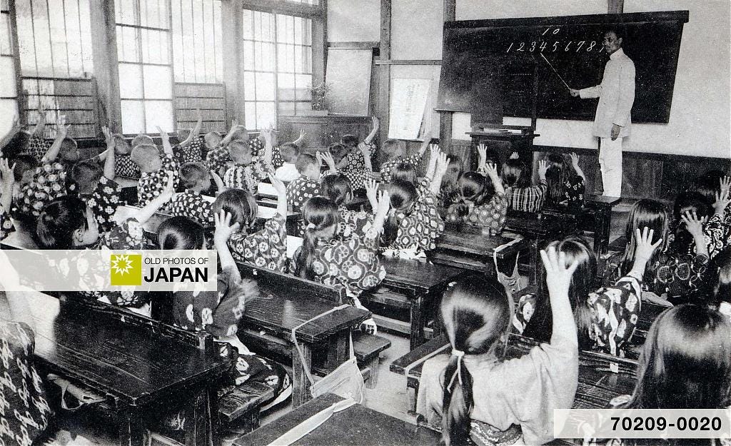 Arithmetics education at a Japanese elementary school, ca. 1910s