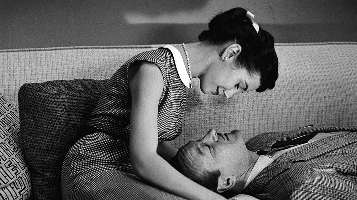 David Niven and Maggie McNamara in a tender moment from The Moon Is Blue (1953), the romantic comedy famously condemned for its not-so-frank language. David Niven and Maggie McNamara in a tender moment from The Moon Is Blue (1953), the romantic comedy famously condemned for its not-so-frank language.