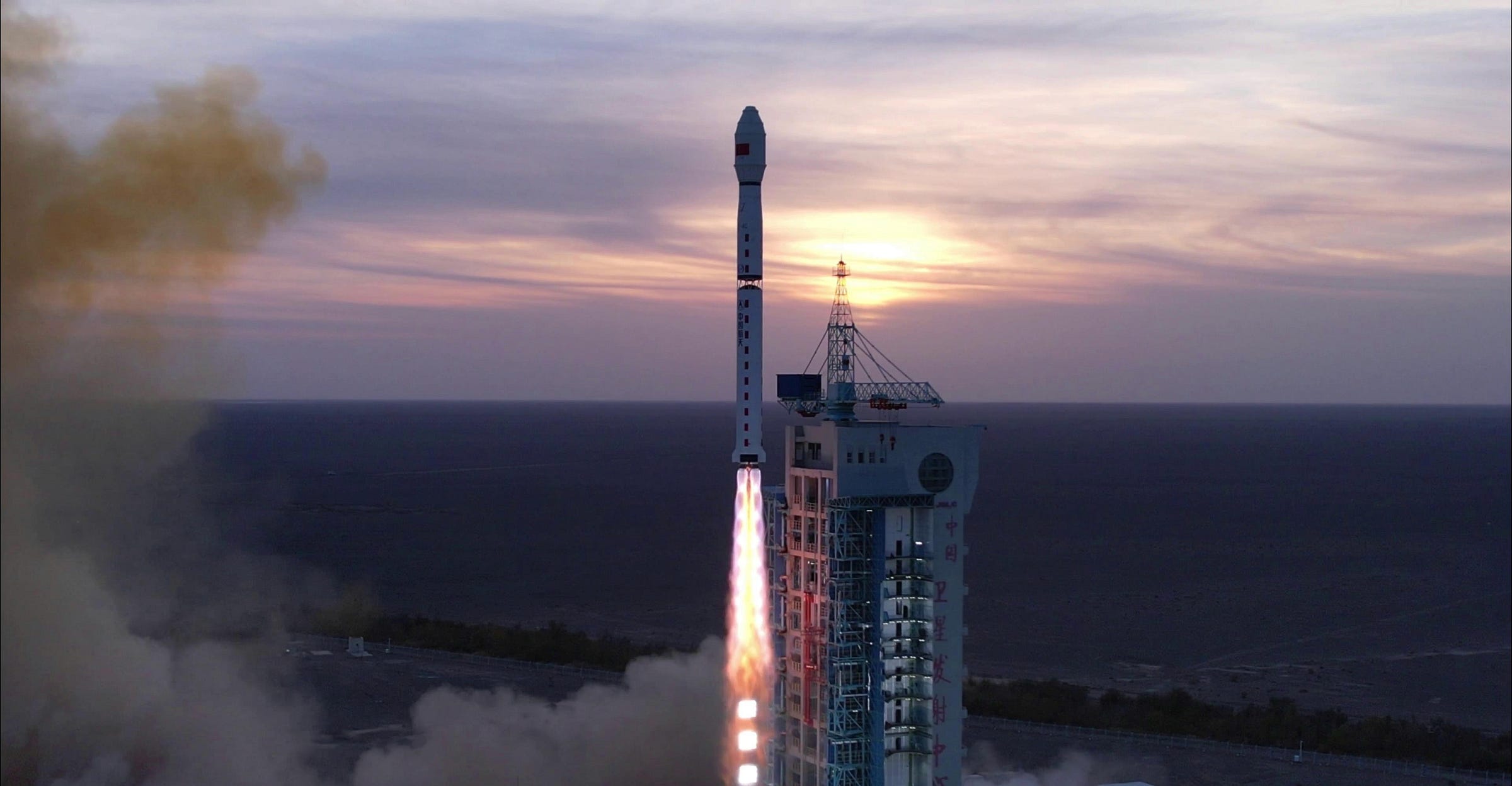 The Long March 4C Y59 vehicle lifting off from Launch Area 4 with the Gaofen-12 05 satellite.