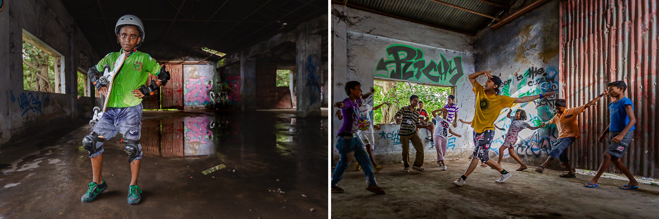 Kolkata Skateboard Club, from a winning Travel Photographer of the Year portfolio, 1/60, f/2.8, ISO 800, 21mm & 1/60, f/2.8, ISO 400, 16mm