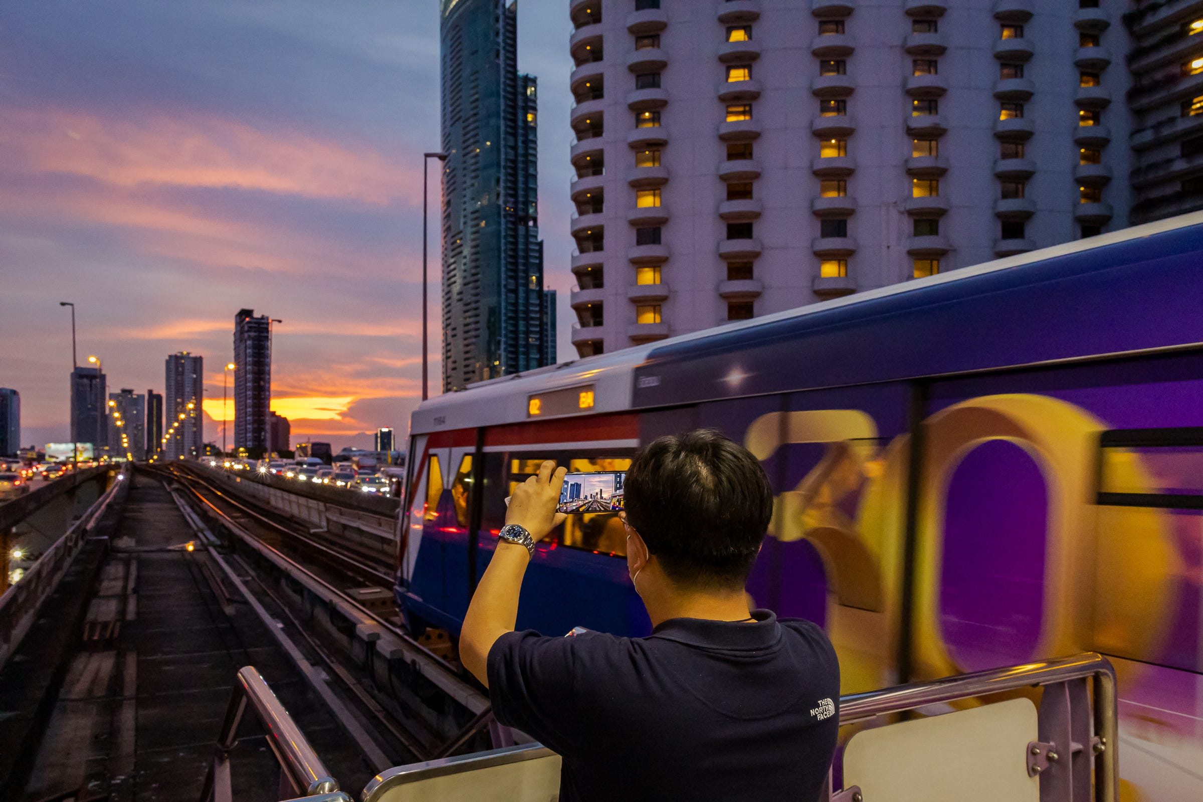 Bangkok Skytrain. 1/60, f/8, ISO16,000, 24mm