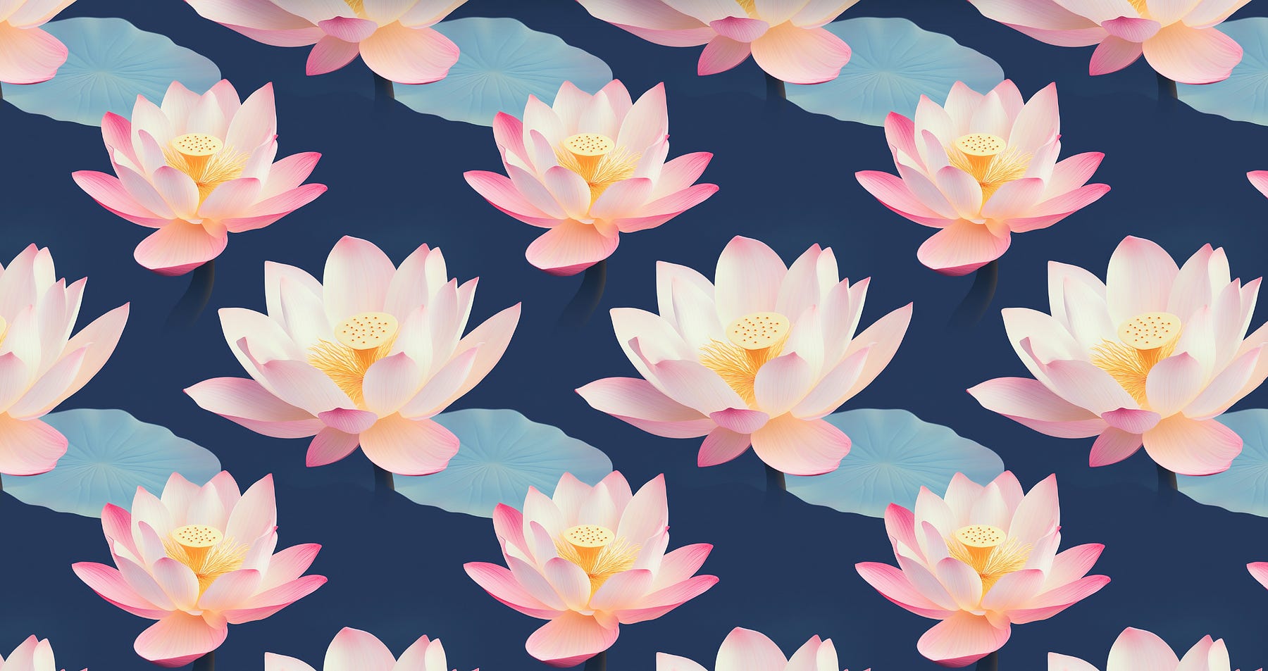 Style weight 40 with photographic style. /imagine prompt: a seamless photograph of lotus flower — sref https://s.mj.run/AolvuYIM_y8 — sw 40 — tile — v 6.1. Image cropped for illustration purposes.