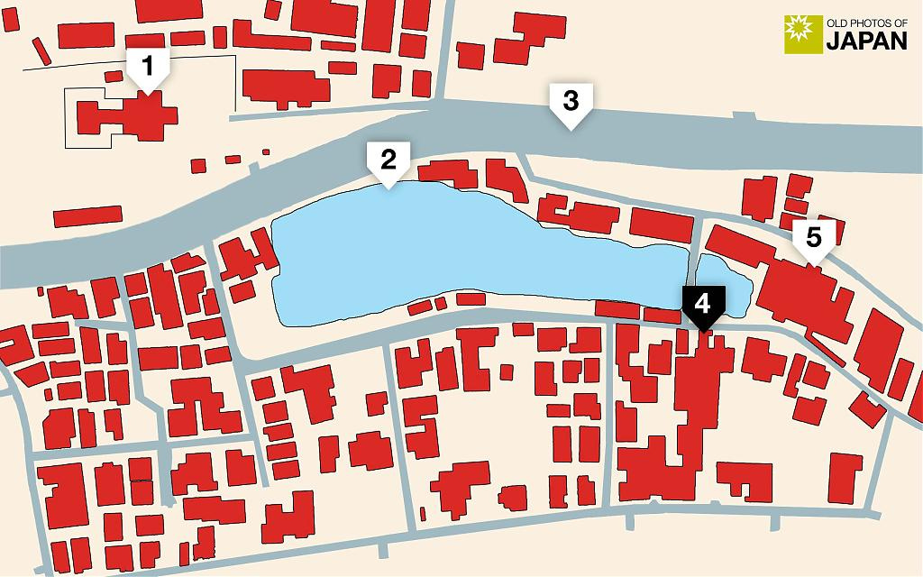 Map of Jūnisō Pond in Tokyo's Shinjuku in 1938 (Showa 13)