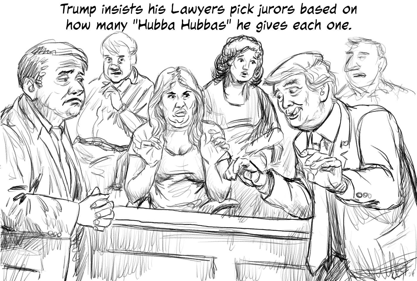 Trump Trial Court Sketches - Hubba Hubba by ER Flynn