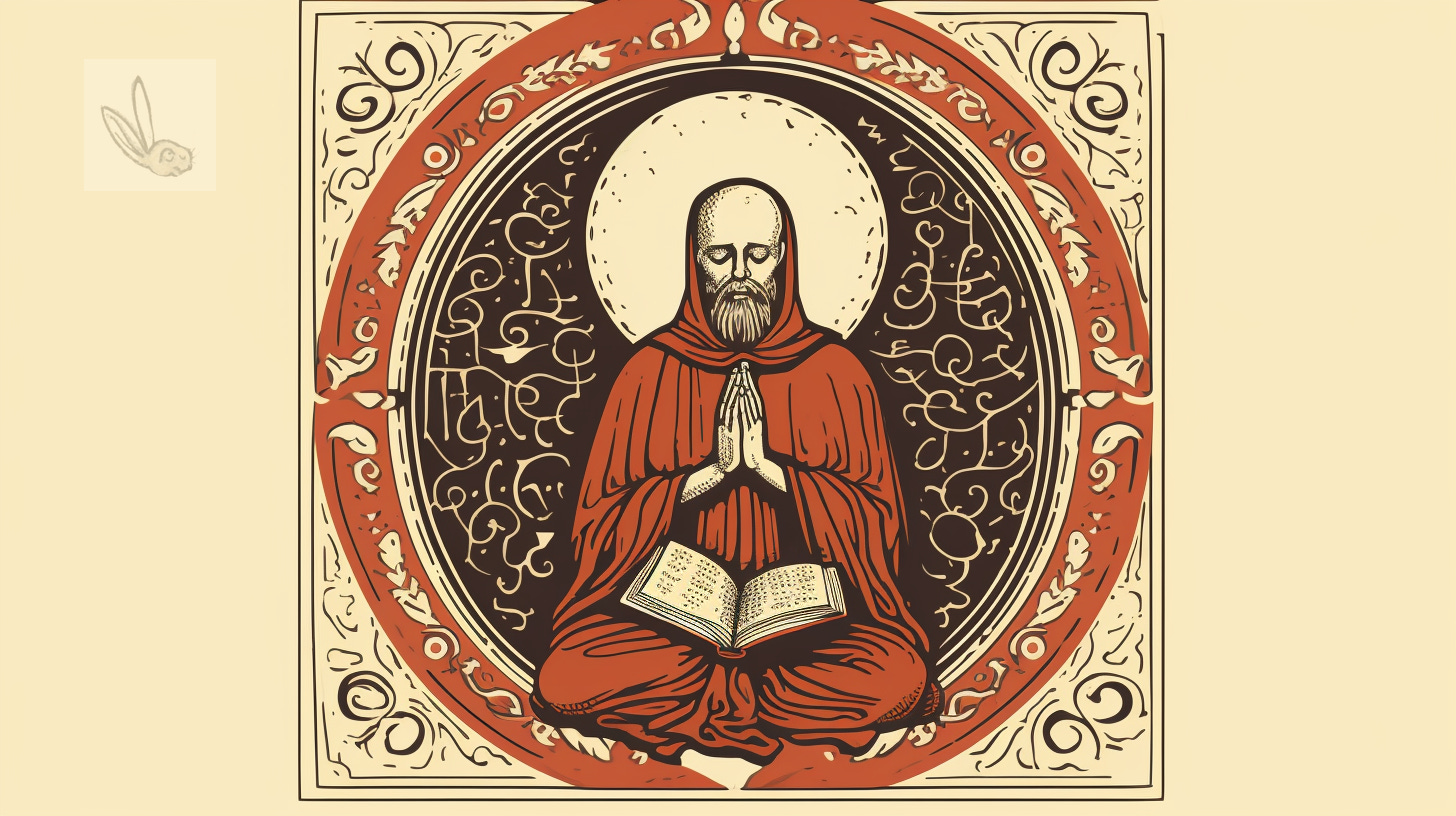 A medieval monk meditating