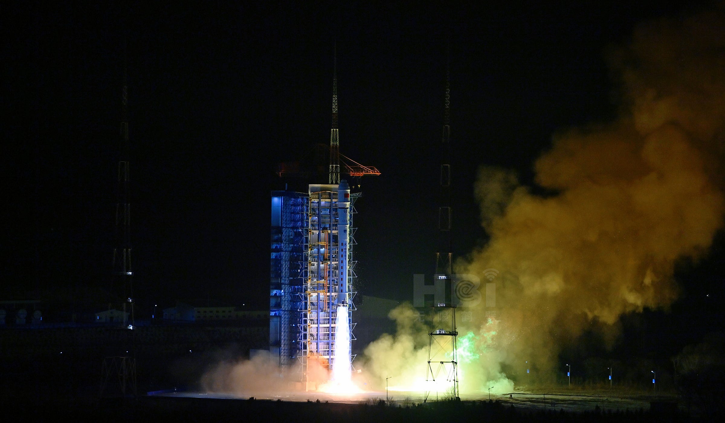 The Long March 2D Y99 vehicle lifting off from Launch Complex 9 at the Taiyuan Satellite Launch Center.