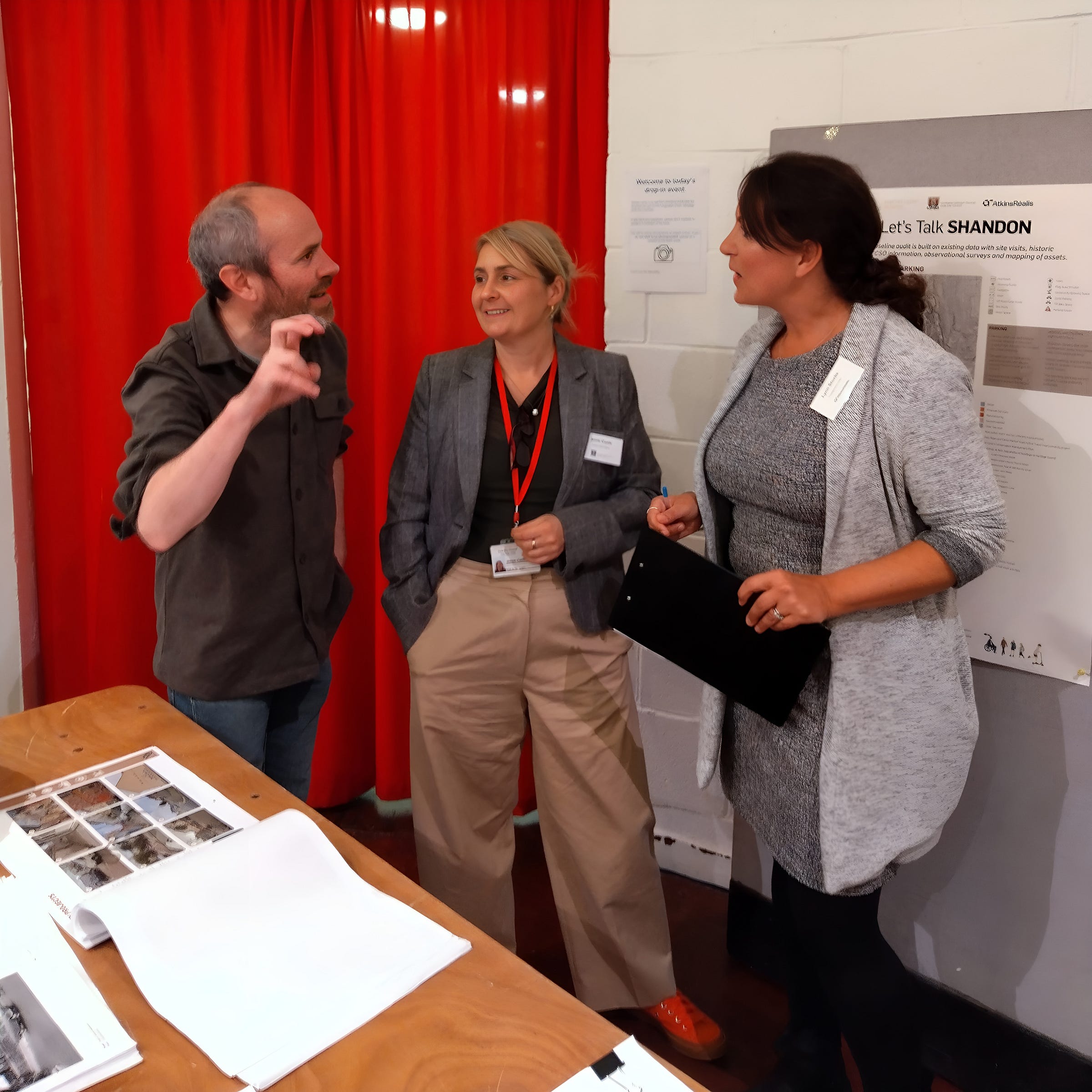 Oliver Moran with the city’s Architectural Conservation Officer at a Let’s Talk Shandon event in the Firkin Crane for the publication of a draft strategy for the area.