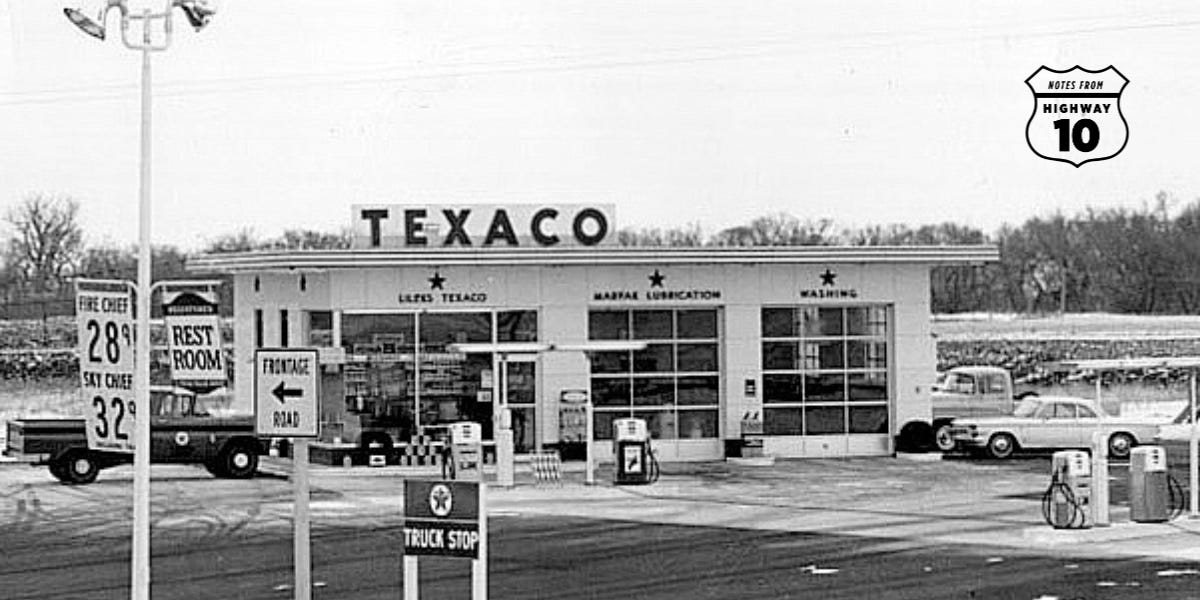 A Texaco filling station owned by the author's father