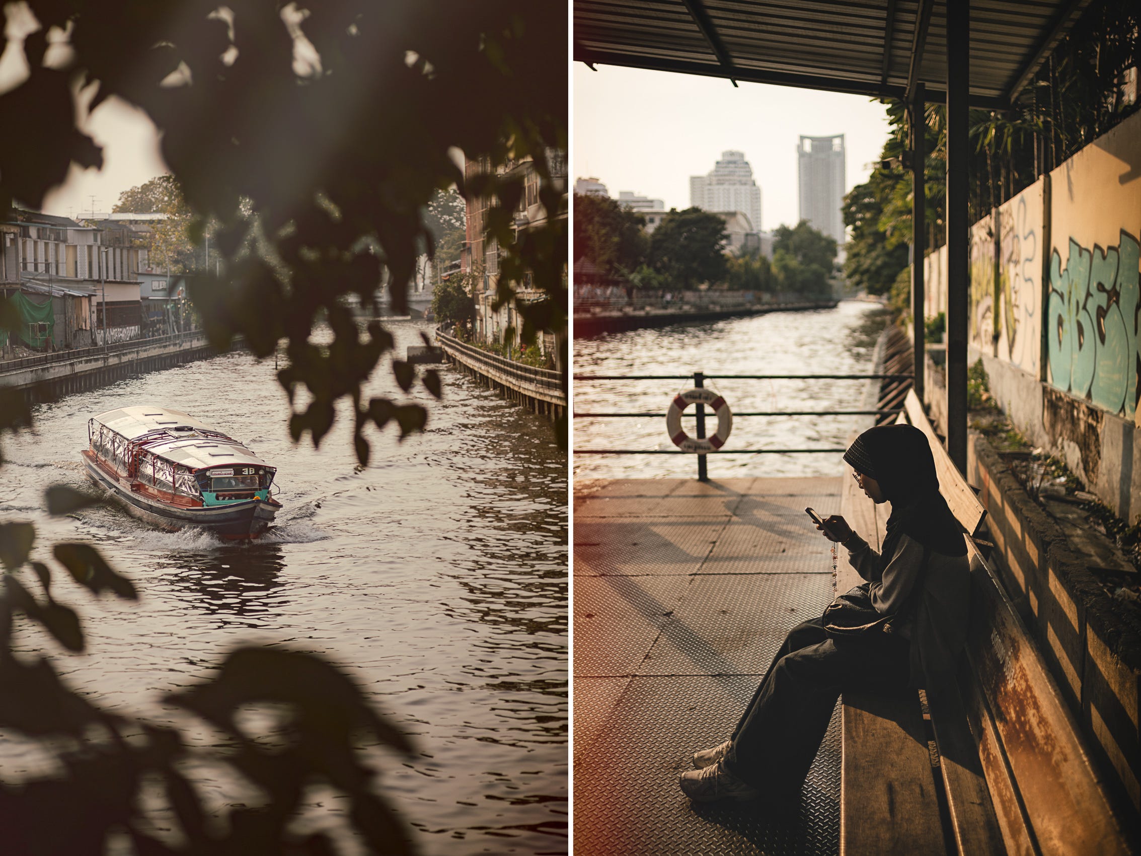 Waiting for the ferry. 1/2000, F/2, ISO 64, 90mm & 1/2500, f/2.4, ISO 64, 28mm