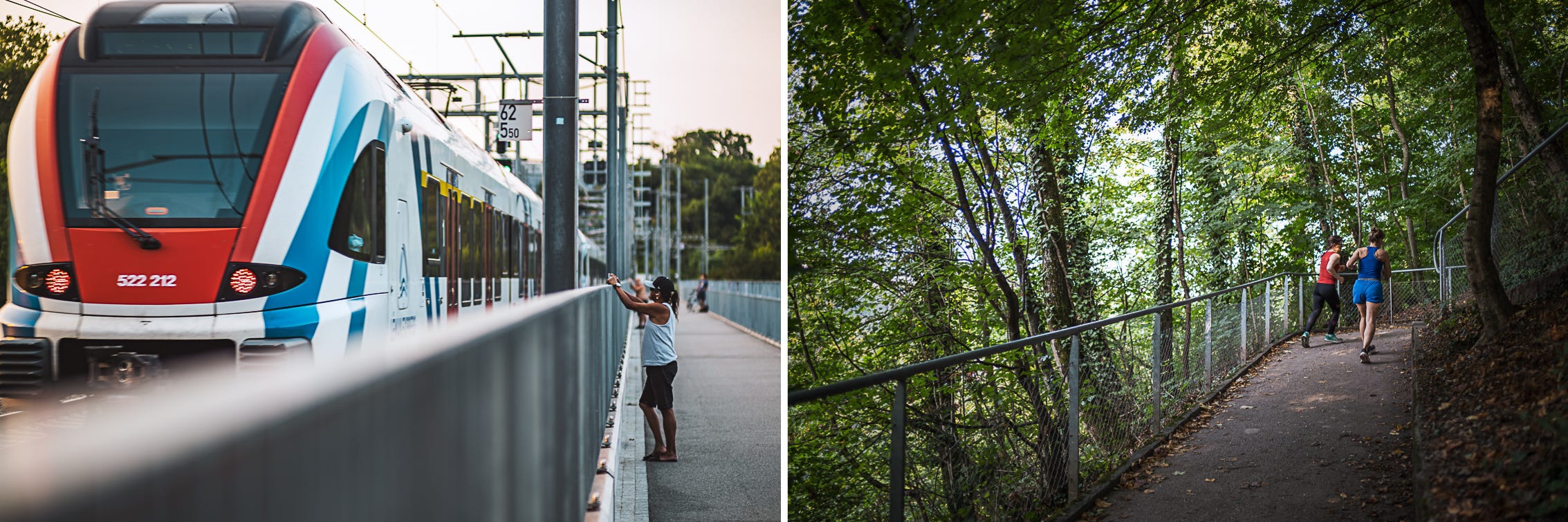 Viaduct de la Jonction and the switchback path up to Bois de la Bâtie. 1/160, f/2.4, ISO64, 90mm & 1/60, f/2.4, ISO64, 28mm