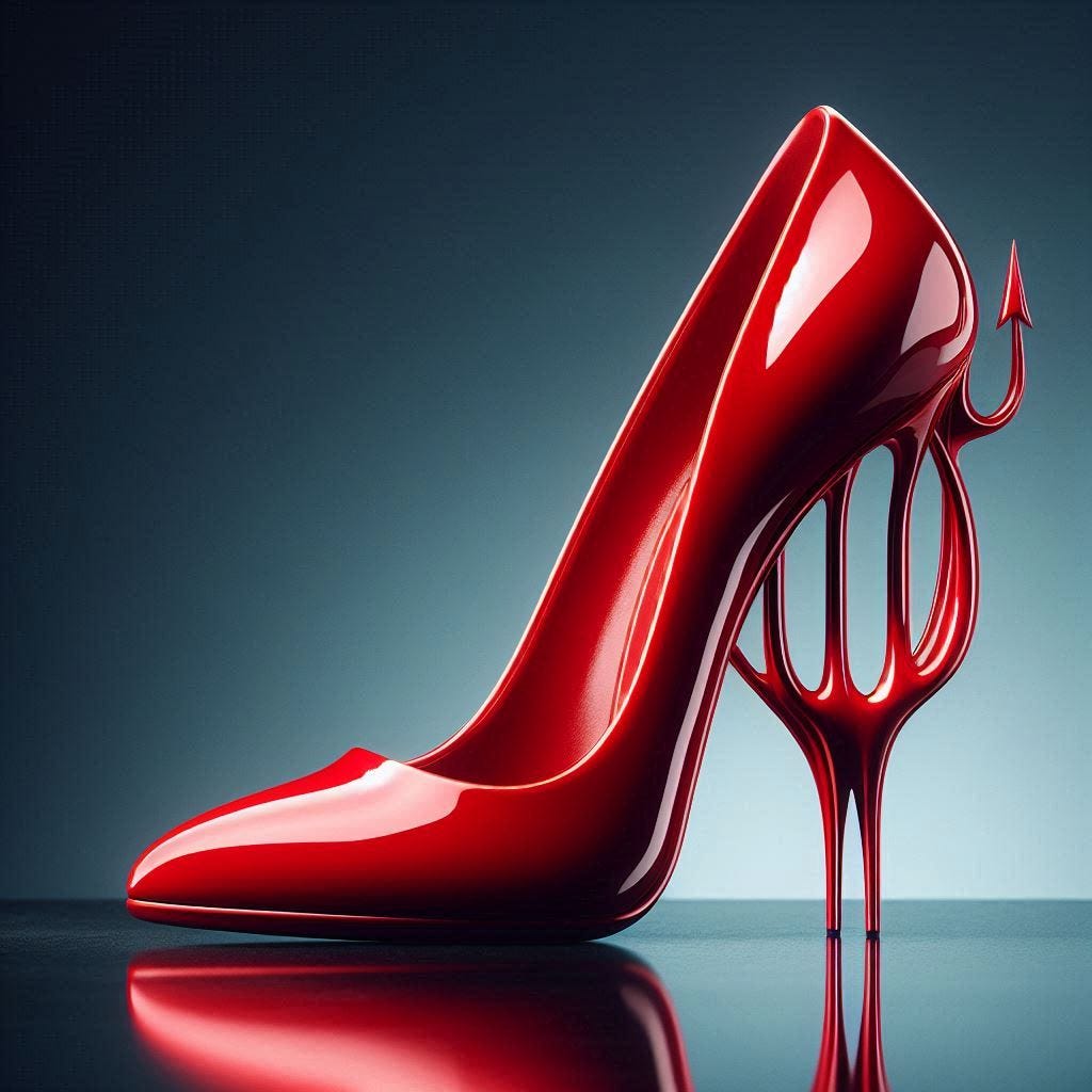 stiletto red bottom with being a devil fork