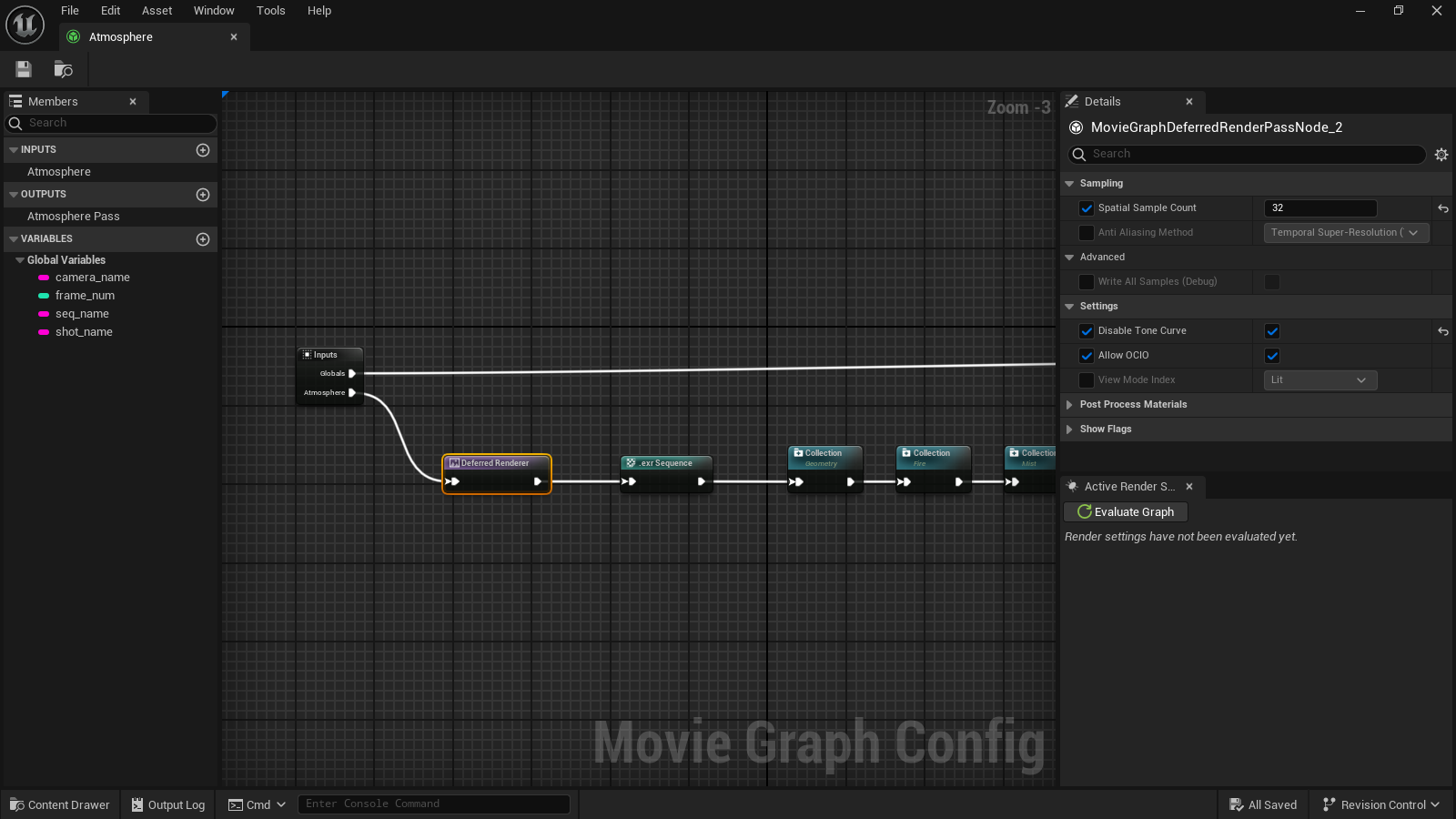 The options of each node are shown on the right tab when the node is selected. In this case, I tweaked the sample count, tone curve and OCIO.