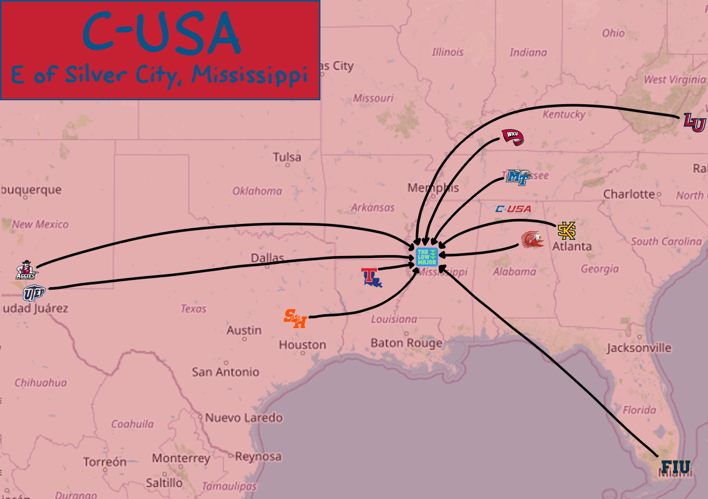 C-USA midpoint map