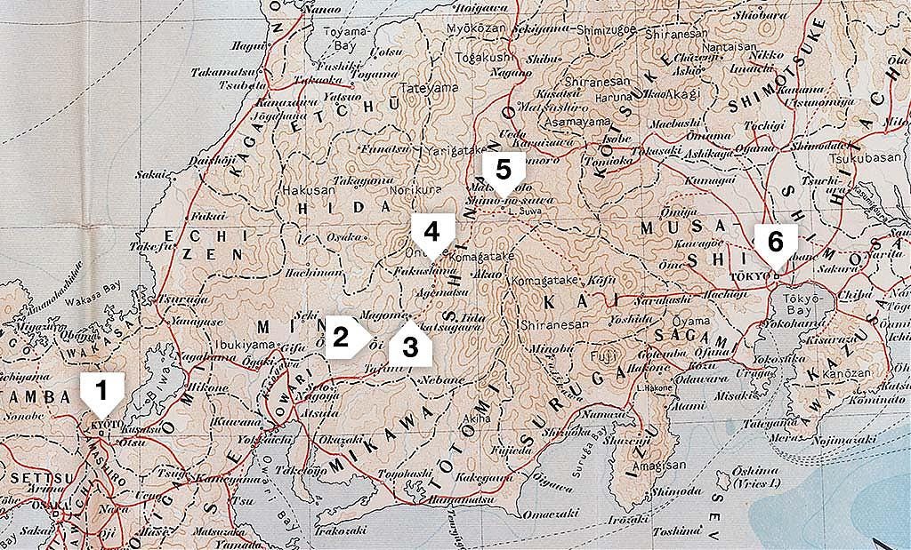 Map of Japan in Provinces from Murray's Handbook for Travellers in Japan, 1903
