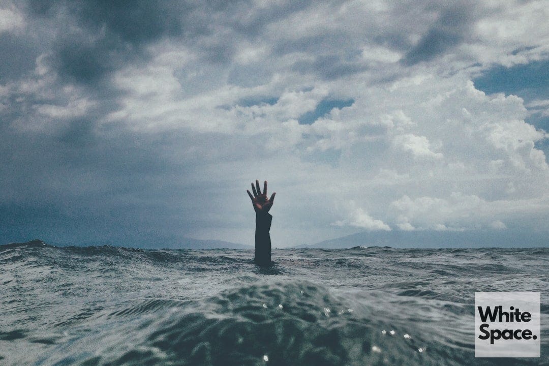 photo of person reach out above the water