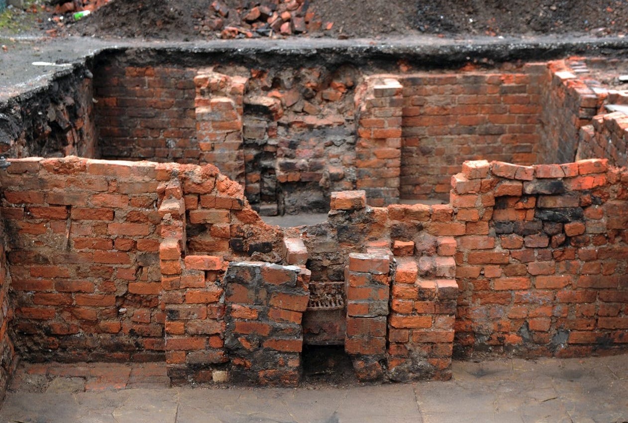 Fireplaces uncovered in the archaeological dig.