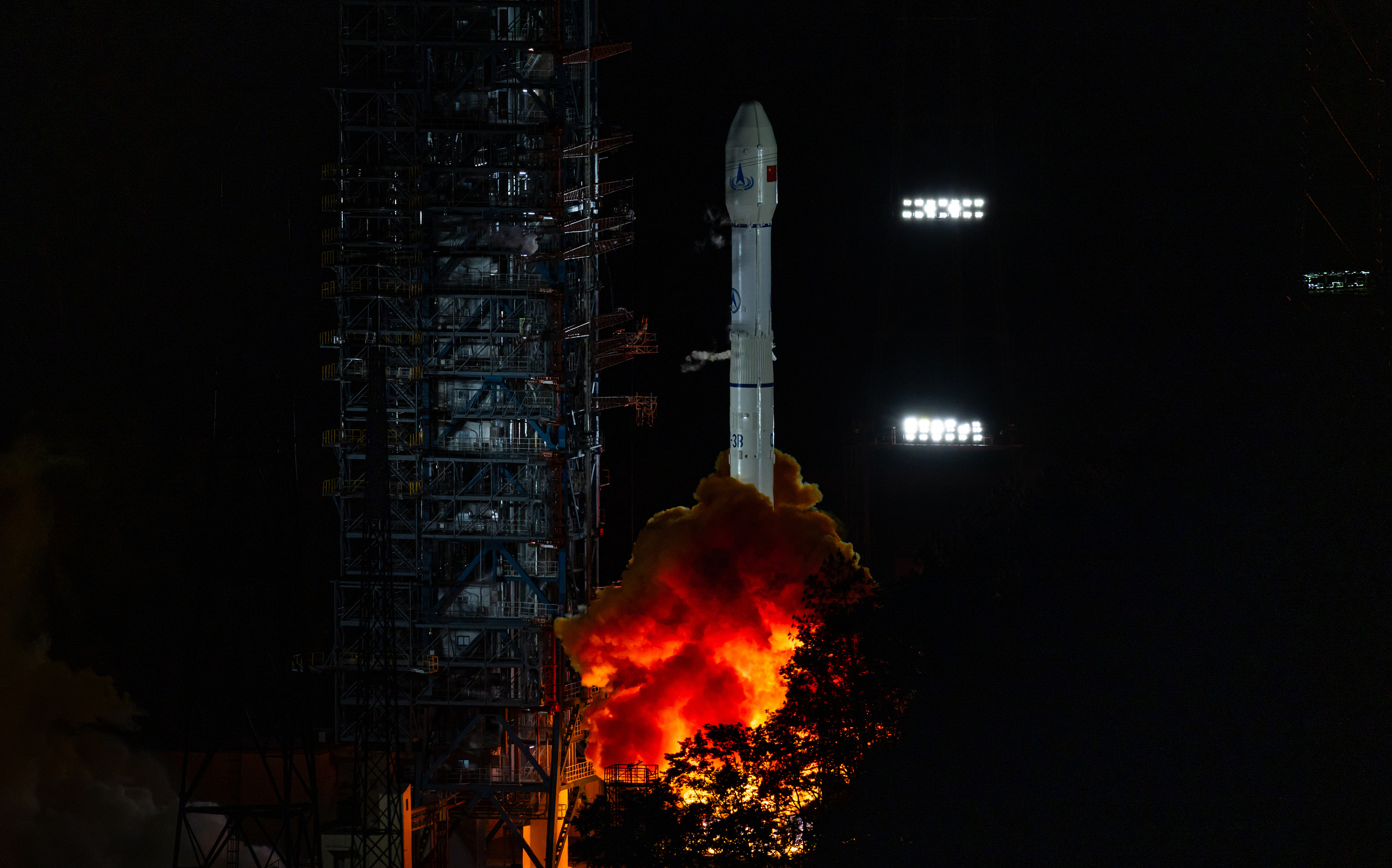 The Long March 3B/E Y110 vehicle lifting off from Launch Complex 2 at the Xichang Satellite Launch Center with the Tianwen-2 spacecraft. The Long March 3B/E Y110 vehicle lifting off from Launch Complex 2 at the Xichang Satellite Launch Center with the Tianwen-2 spacecraft.
